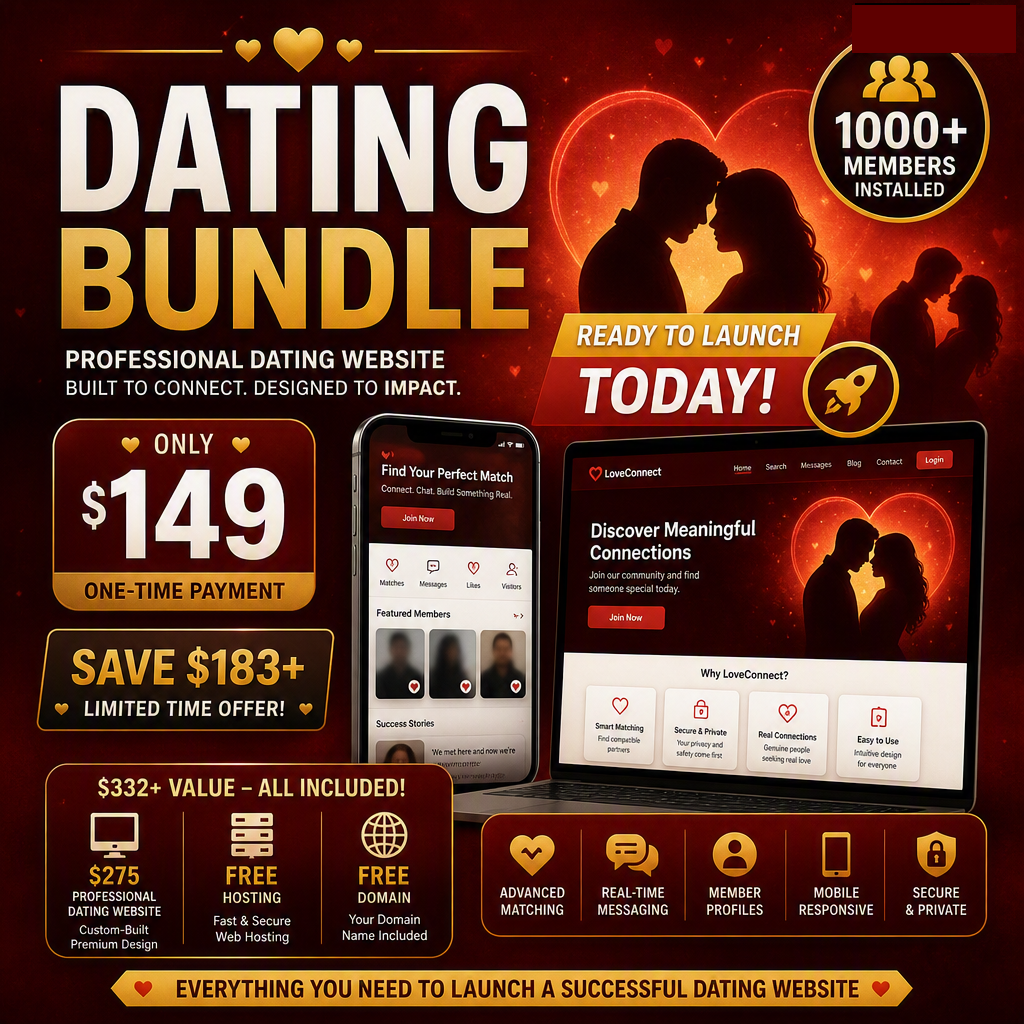 DATING WEBSITE BUNDLE — *MEMBERSHIPS INCOME* (FOR ENTREPRENURIAL WEBSITE OWNERS)