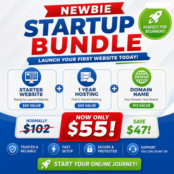 💎 1ST TIME WEBSITE OWNERS BUNDLE - Website, 1 year of hosting, a domain - $55