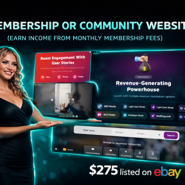 MEMBERSHIP OR COMMUNITY WEBSITE - (EARN INCOME FROM MONTHLY MEMBERSHIP FEES)