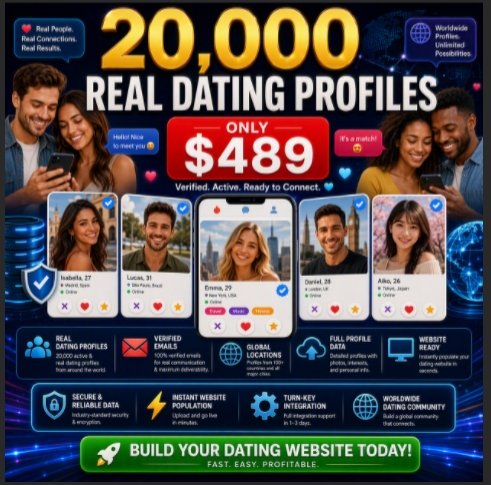20,000 Dating Website Members Profiles - (WORLDWIDE) - MEN & WOMEN